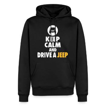 restez calme et conduisez une jeep - Sweat à capuche Premium bio Homme - noir - Devant - Nico (187cm)
