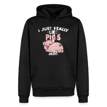 Schweine - Männer Premium Bio Hoodie - Schwarz - Vorne - Nico (187cm)