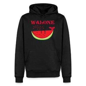 Idée de cadeau douce baleine pastèque melon melon - Sweat à capuche Premium bio Homme - noir - Devant - Nico (187cm)