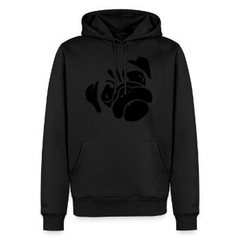 chien carlin dog - Sweat à capuche Premium bio Homme - noir - Devant - Nico (187cm)
