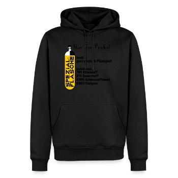 Spezialflasche mit der ganz speziellen Flüssigkeit - Männer Premium Bio Hoodie - Schwarz - Vorne - Nico (187cm)