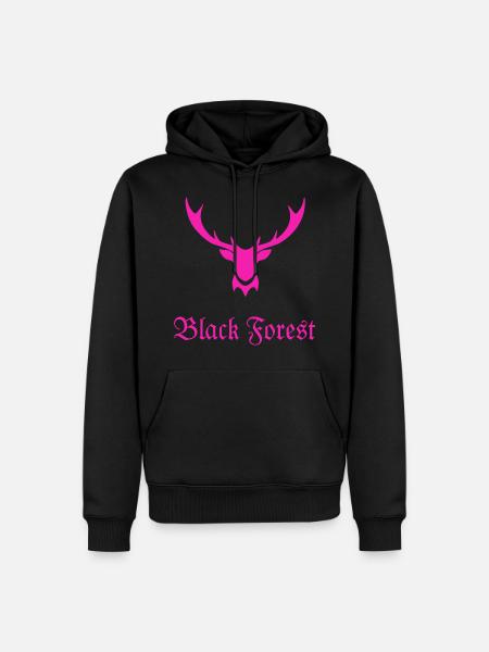 Black Forest Hirsch Pink - Männer Premium Bio Hoodie - Schwarz