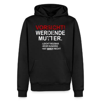 VORSICHT! Werdende Mutter. - Männer Premium Bio Hoodie - Schwarz - Vorne - Nico (187cm)
