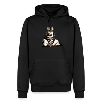 Katzen, sitting cat, Katze - Männer Premium Bio Hoodie - Schwarz - Vorne - Nico (187cm)