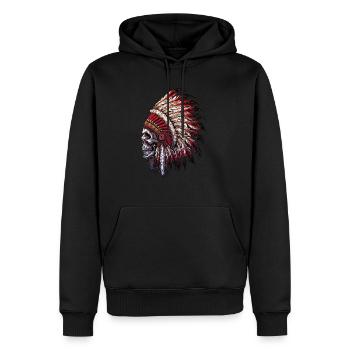 Crâne indien - Sweat à capuche Premium bio Homme - noir - Devant - Nico (187cm)