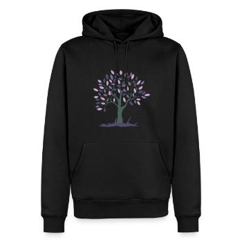 Baum mit rosa und lila Blättern - Männer Premium Bio Hoodie - Schwarz - Vorne - Nico (187cm)