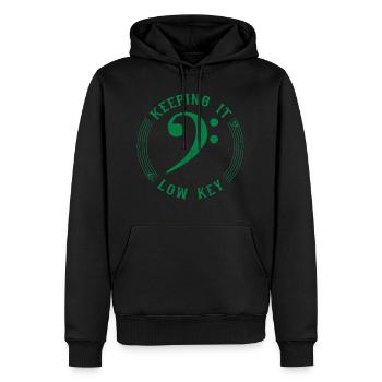 Bass Clef Green - Symbole Musical Vintage - Sweat à capuche Premium bio Homme - noir - Devant - Nico (187cm)