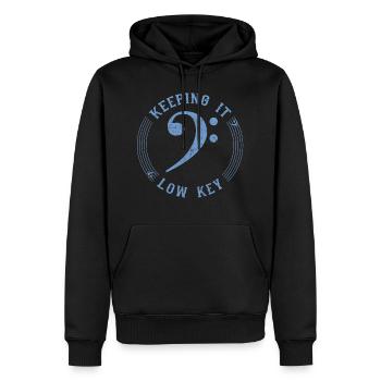 Bass Clef Blue - Symbole Musical Vintage - Sweat à capuche Premium bio Homme - noir - Devant - Nico (187cm)