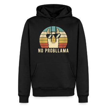 Lama Retro - kein Prob-Lama-cooles lustiges Geschenk - Männer Premium Bio Hoodie - Schwarz - Vorne - Nico (187cm)