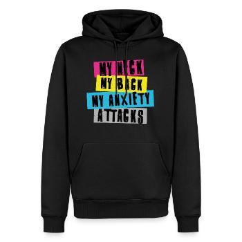MEIN HALS MEIN RÜCKEN - Männer Premium Bio Hoodie - Schwarz - Vorne - Nico (187cm)