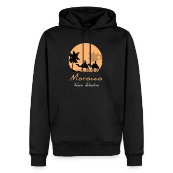 Marokko - Morocco - Karawane - Dromedar - Männer Premium Bio Hoodie - Schwarz - Vorne - Nico (187cm)