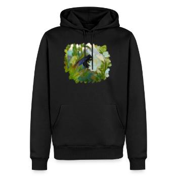 Die blaue Holzbiene liebt das Löwenmäulchen - Männer Premium Bio Hoodie - Schwarz - Vorne - Nico (187cm)