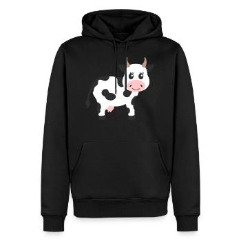 Kuh - Männer Premium Bio Hoodie - Schwarz - Vorne - Nico (187cm)