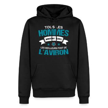 Aviron passion cadeau drôle rigolo - Sweat à capuche Premium bio Homme - noir - Devant - Nico (187cm)