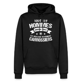 Cadeau humour carrossiers métier - Sweat à capuche Premium bio Homme - noir - Devant - Nico (187cm)