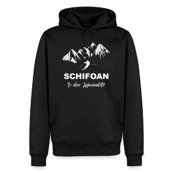 skifahren schifoan is das Leiwandste - Männer Premium Bio Hoodie - Schwarz - Vorne - Nico (187cm)
