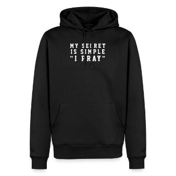 Mein Geheimnis ist einfach Ich bete - christliche Zitate - Männer Premium Bio Hoodie - Schwarz - Vorne - Nico (187cm)