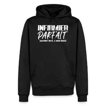Infirmier cadeau drôle futur diplômé - Sweat à capuche Premium bio Homme - noir - Devant - Nico (187cm)