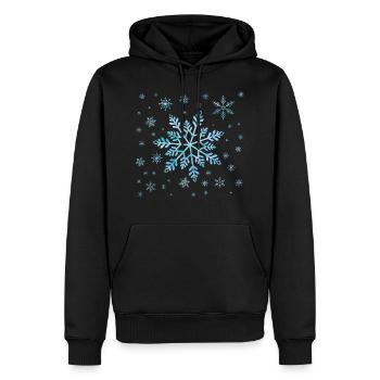 Flocons de neige et cristaux de glace - Sweat à capuche Premium bio Homme - noir - Devant - Nico (187cm)