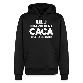 Caca prout cadeau drôle toilette - Sweat à capuche Premium bio Homme - noir - Devant - Nico (187cm)