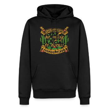 Entretien introverti et succulent sur le jardin des plantes succulentes - Sweat à capuche Premium bio Homme - noir - Devant - Nico (187cm)