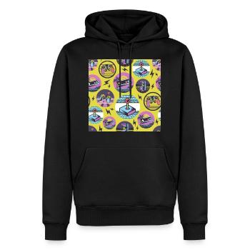 Jeu rétro Geek Gamer des années 80 - Sweat à capuche Premium bio Homme - noir - Devant - Nico (187cm)