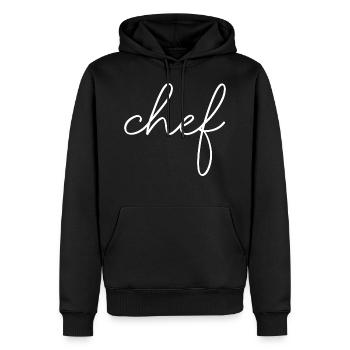Chef Spruch Schrift Sprüche - Männer Premium Bio Hoodie - Schwarz - Vorne - Nico (187cm)