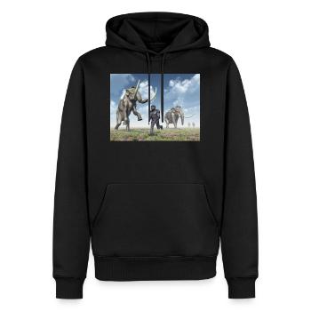 Mammute und Homo Habilis - Männer Premium Bio Hoodie - Schwarz - Vorne - Nico (187cm)