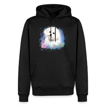 bichon frisé, maltais, chien, graffiti, doodle - Sweat à capuche Premium bio Homme - noir - Devant - Nico (187cm)