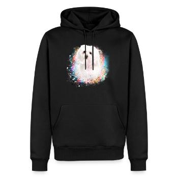 bolognaise,maltais,graffiti,peinture, coloré - Sweat à capuche Premium bio Homme - noir - Devant - Nico (187cm)