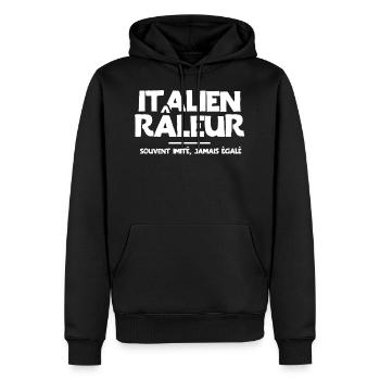 Italien râleur cadeau drôle Italie grincheux - Sweat à capuche Premium bio Homme - noir - Devant - Nico (187cm)