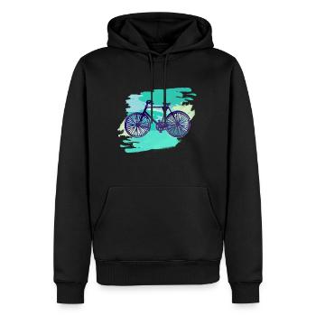 Fahrrad,malerei, illustration, wasserfarbe, mint - Männer Premium Bio Hoodie - Schwarz - Vorne - Nico (187cm)