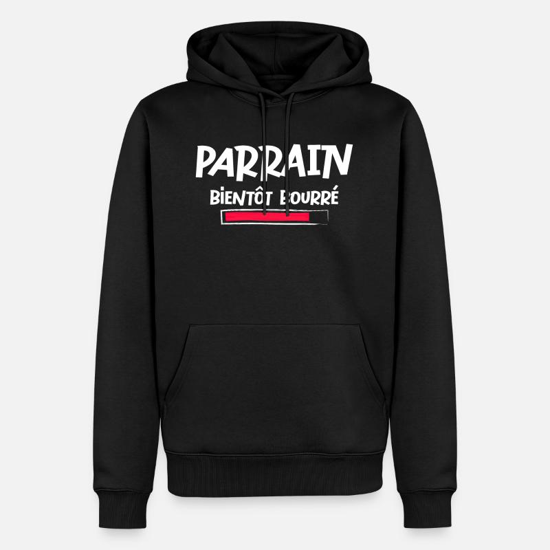 Parrain bientôt bourré alcool - Sweat à capuche Premium bio Homme - noir