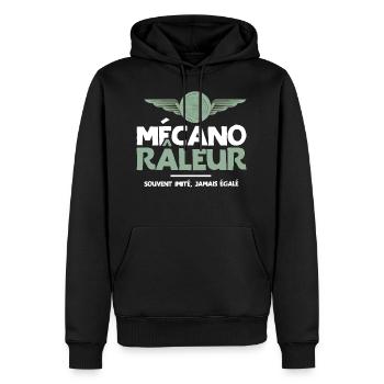 Mécano râleur cadeau drôle garagiste mécanique - Sweat à capuche Premium bio Homme - noir - Devant - Nico (187cm)