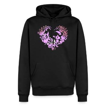 Hungarian flowers,pink,flower heart, heart, paprika - Men’s Premium Organic Hoodie - black - Front - Nico (187cm)