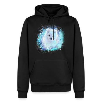 blau ,polarfuchs, fuchs, weiss ,aquarell ,malerei - Männer Premium Bio Hoodie - Schwarz - Vorne - Nico (187cm)