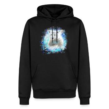 ours polaire, graffiti, bleu,peinture,ours - Sweat à capuche Premium bio Homme - noir - Devant - Nico (187cm)