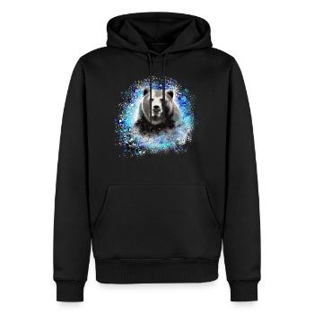 Bär, graffiti, blau,malerei,blau - Männer Premium Bio Hoodie - Schwarz - Vorne - Nico (187cm)