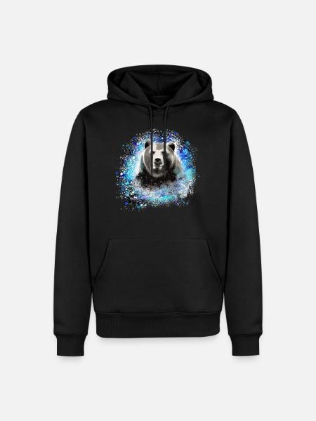 Bear, graffiti, blue, painting,blue - Men’s Premium Organic Hoodie - black