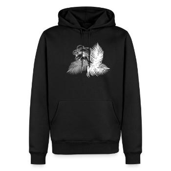 Fleur, Lotus, tropical, Peinture,blanc, palme - Sweat à capuche Premium bio Homme - noir - Devant - Nico (187cm)