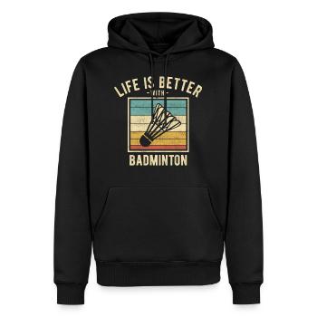 Badminton Sprüche - lustige Badminton-Liebhaber Geschenk - Männer Premium Bio Hoodie - Schwarz - Vorne - Nico (187cm)