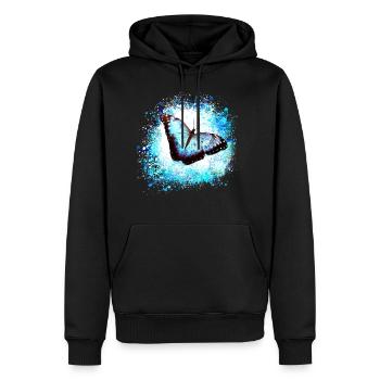 schmetterling ,blau ,graffiti,türkis,malerei - Männer Premium Bio Hoodie - Schwarz - Vorne - Nico (187cm)