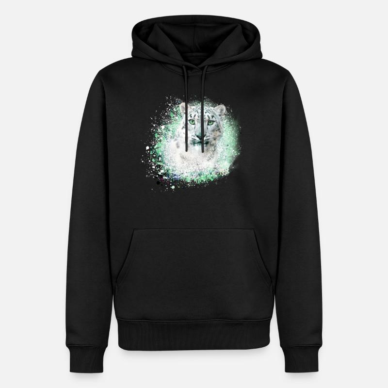 léopard de neige,chat,léoptèce,graffiti,chat sauvage - Sweat à capuche Premium bio Homme - noir