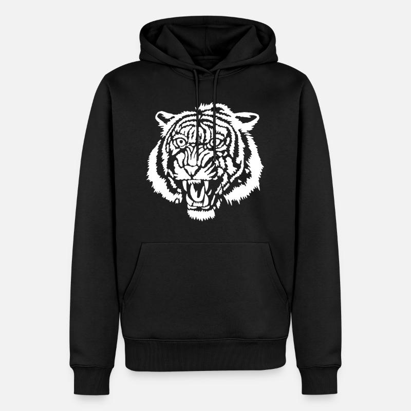 Weißer Tiger Graffiti - Männer Premium Bio Hoodie - Schwarz