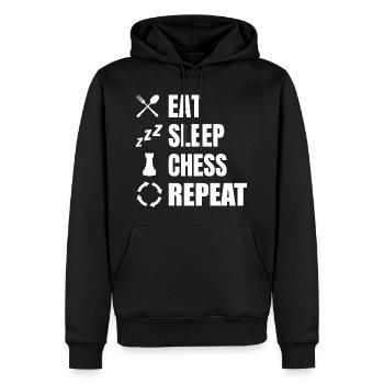 Eat Sleep Chess Repeat - Männer Premium Bio Hoodie - Schwarz - Vorne - Nico (187cm)