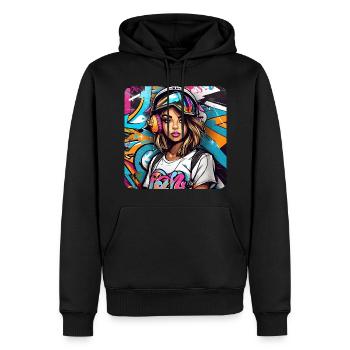 Cool Girl avec des écouteurs Graffiti Hip Hop Music - Sweat à capuche Premium bio Homme - noir - Devant - Nico (187cm)