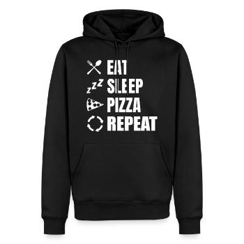 Manger Dormir Pizza Répéter - Sweat à capuche Premium bio Homme - noir - Devant - Nico (187cm)