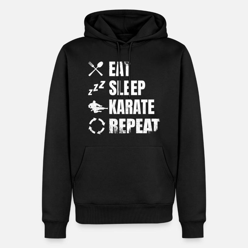 Manger Sommeil Karaté Répéter - Sweat à capuche Premium bio Homme - noir