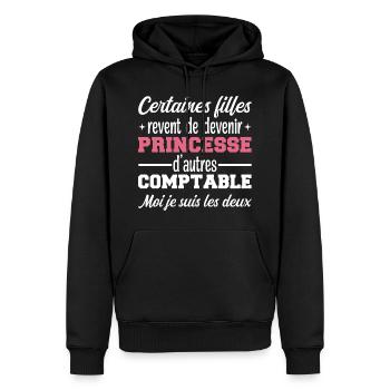 Princesse Comptable - Sweat à capuche Premium bio Homme - noir - Devant - Nico (187cm)