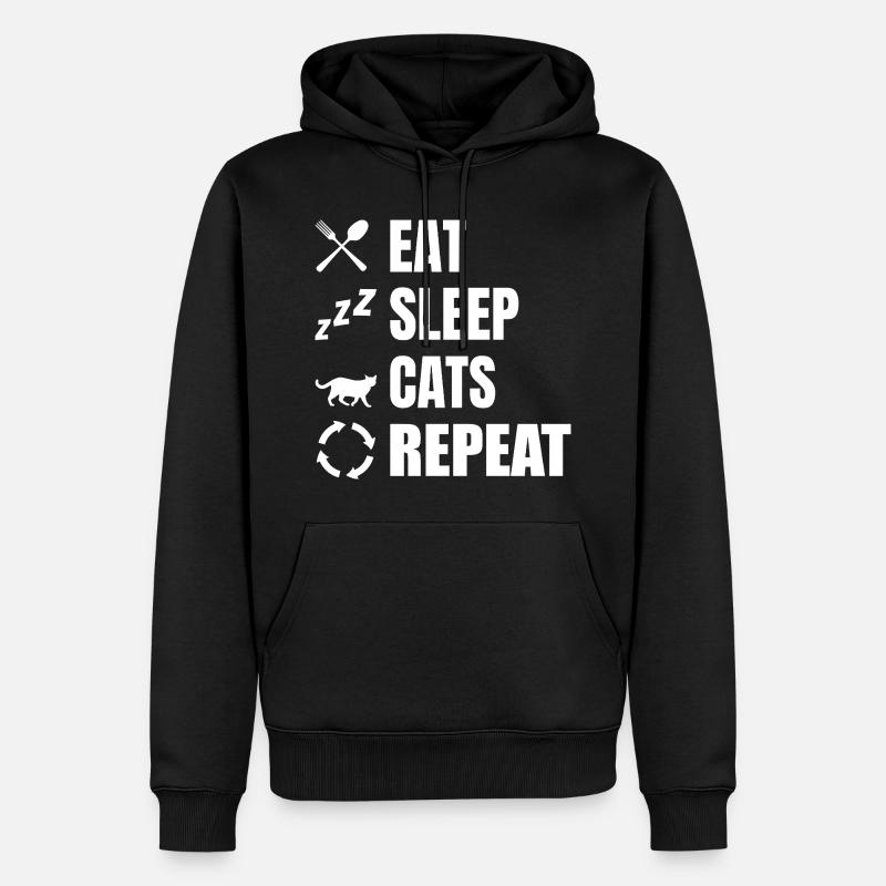 Manger dormir chats répéter - Sweat à capuche Premium bio Homme - noir